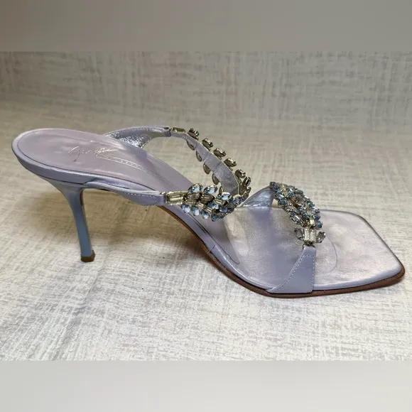 Vintage, Discontinued Giuseppe Zanotti Cleef Lavender Jewel Sandals, Size 7