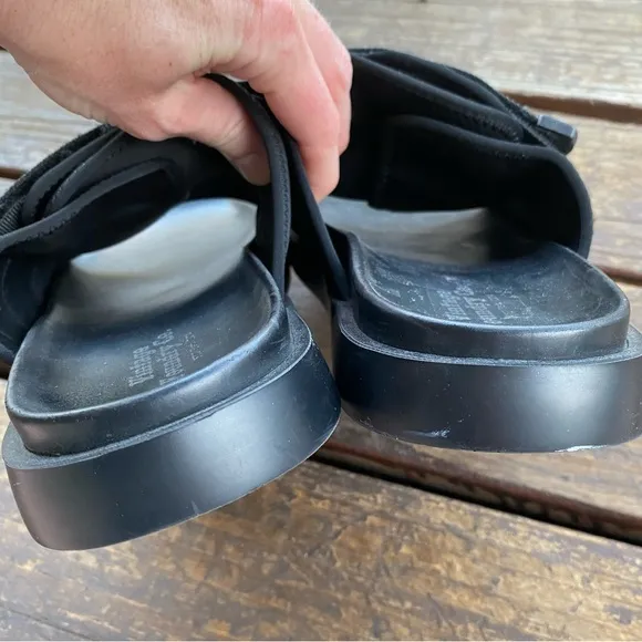vintage foundary co black strappy slip on sandals