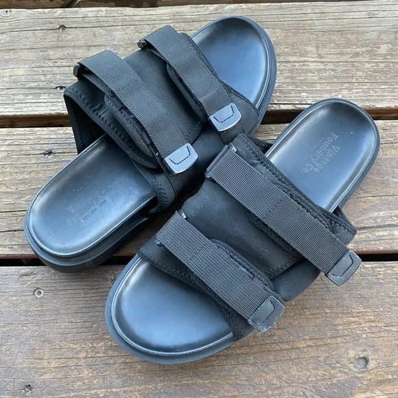 vintage foundary co black strappy slip on sandals