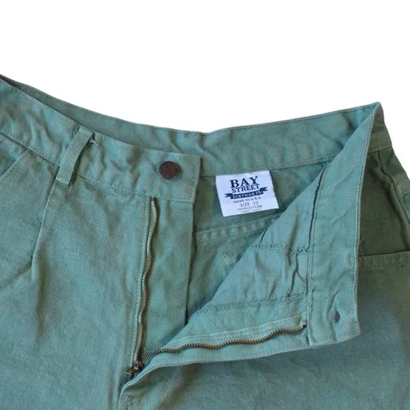 Vintage Green Wide Leg High Waisted Shorts Medium - Retro Denim Fashion