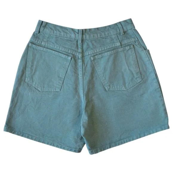 Vintage Green Wide Leg High Waisted Shorts Medium - Retro Denim Fashion