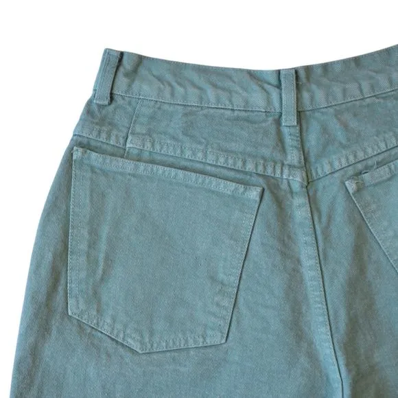 Vintage Green Wide Leg High Waisted Shorts Medium - Retro Denim Fashion