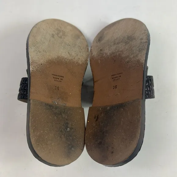 Vintage Made In Italy Black Leather Women's Sandals