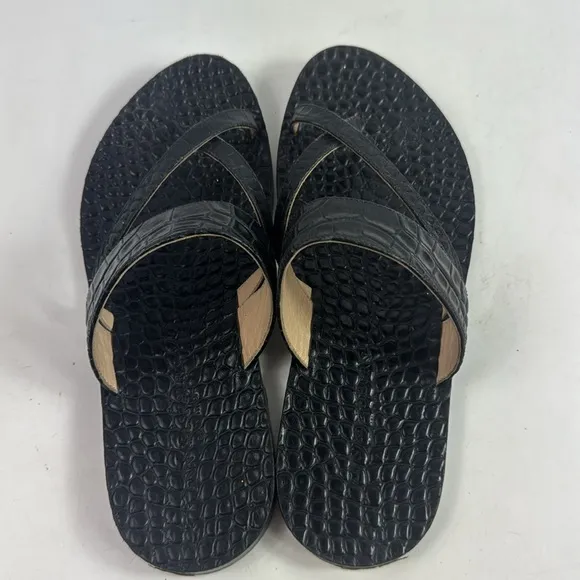 Vintage Made In Italy Black Leather Women's Sandals