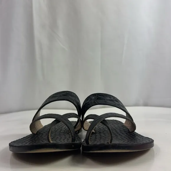 Vintage Made In Italy Black Leather Women's Sandals