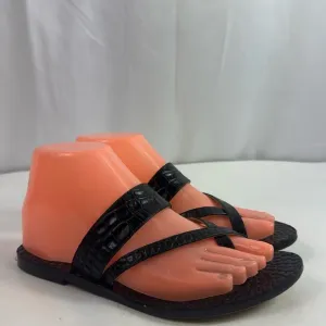 Vintage Made In Italy Black Leather Women's Sandals