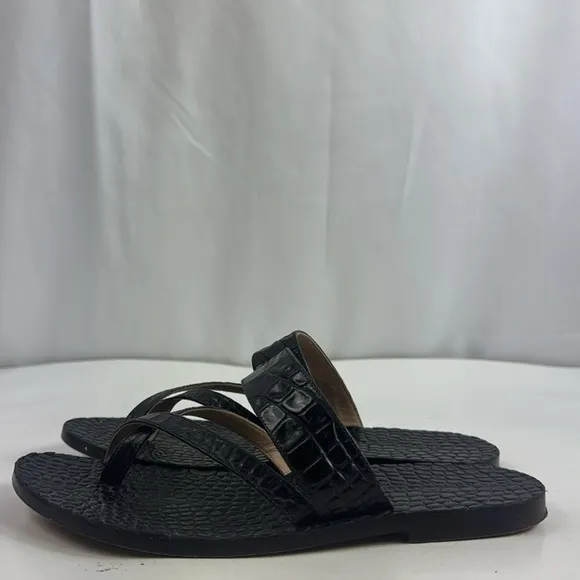 Vintage Made In Italy Black Leather Women's Sandals