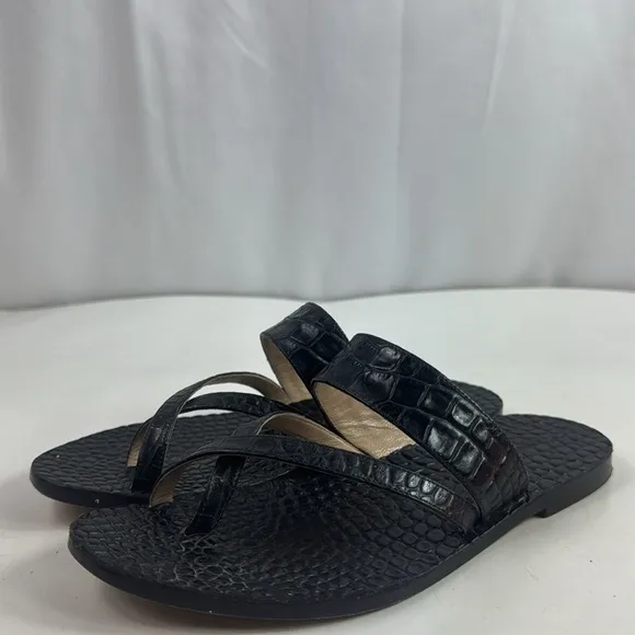 Vintage Made In Italy Black Leather Women's Sandals