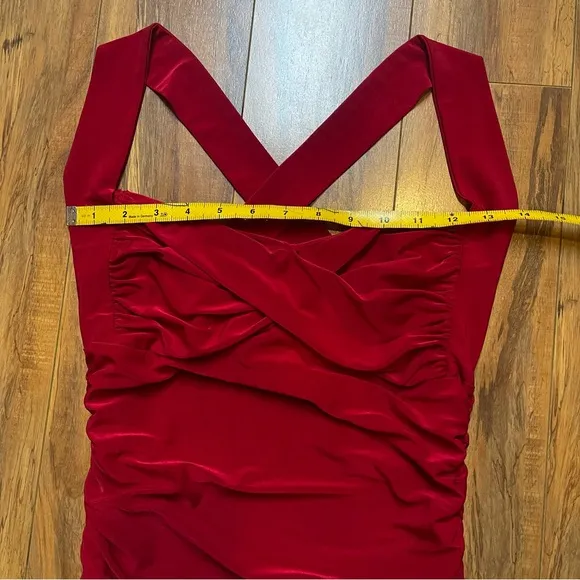 Vintage Red Ruched Bodycon Mini Dress Size S