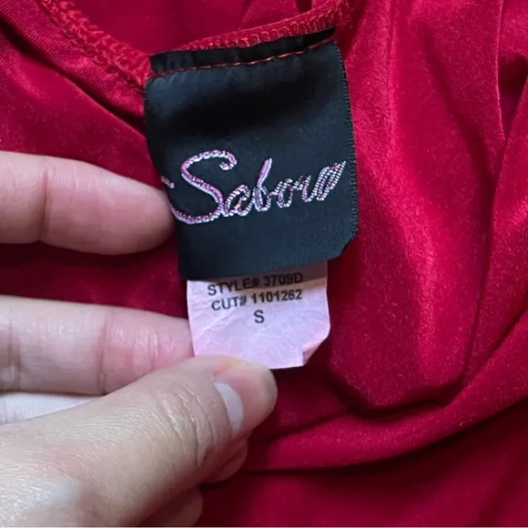 Vintage Red Ruched Bodycon Mini Dress Size S