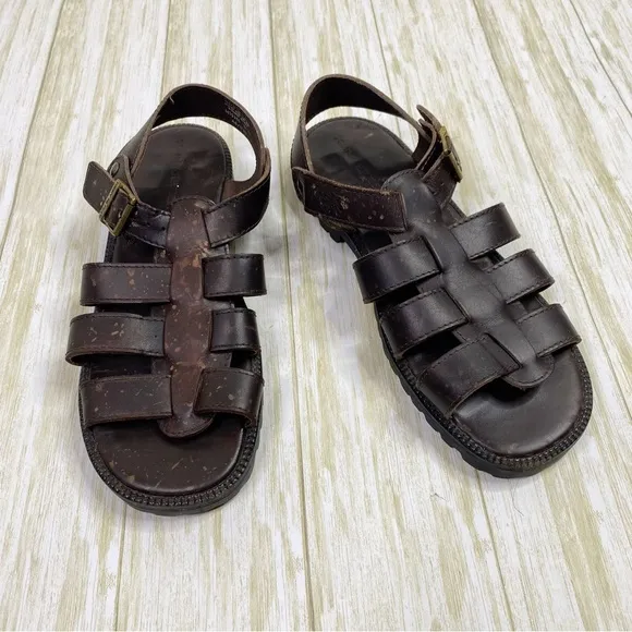 Vintage Tommy Hilfiger Brown 100% Leather Fisherman Sandals