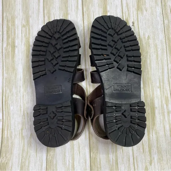 Vintage Tommy Hilfiger Brown 100% Leather Fisherman Sandals