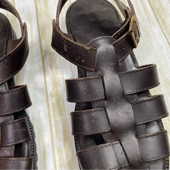 Vintage Tommy Hilfiger Brown 100% Leather Fisherman Sandals
