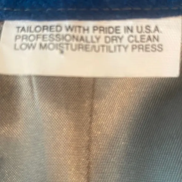 Vintage Wool lined skirt midi blue side pockets slit zipper button women size 10