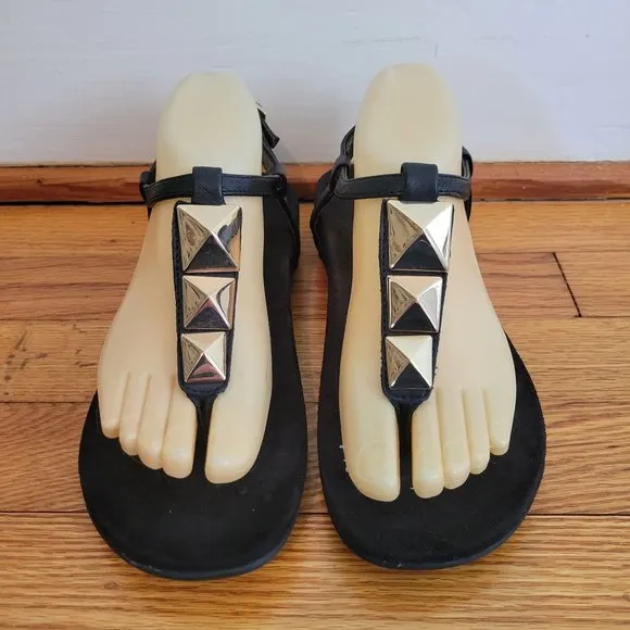 Vionic 7 Black Thong Sandals Leather Comfort Shoes NALA Summer Beach