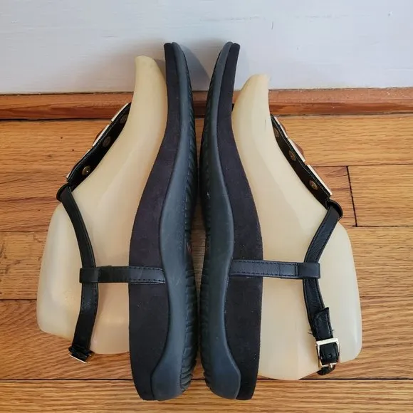 Vionic 7 Black Thong Sandals Leather Comfort Shoes NALA Summer Beach