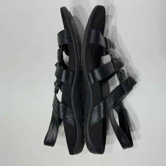 VIONIC AMBER Black Leather Slingback Sandals Comfort Arch Support Women Size 10