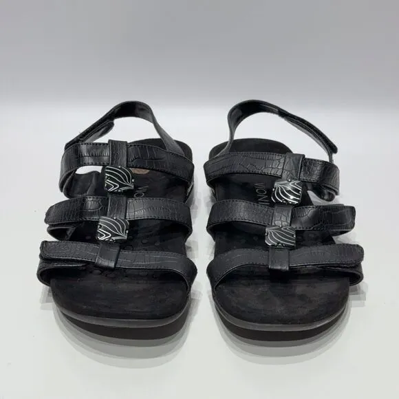 VIONIC AMBER Black Leather Slingback Sandals Comfort Arch Support Women Size 10
