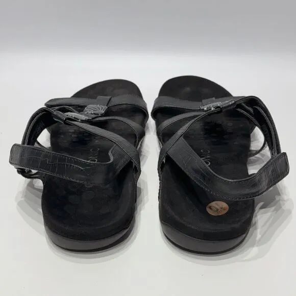 VIONIC AMBER Black Leather Slingback Sandals Comfort Arch Support Women Size 10