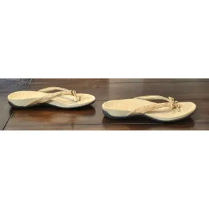 Vionic Bella Sandals Womens Size 9 Tan Gold Bow Comfort Orthotic Slip On Thong