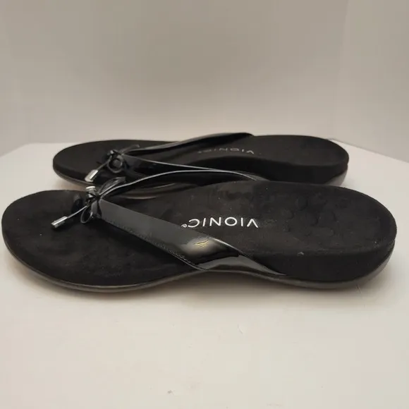 Vionic Bella Sandals Women's Size US 9 EU 41 Black Toe Post Slip Ons NWOB
