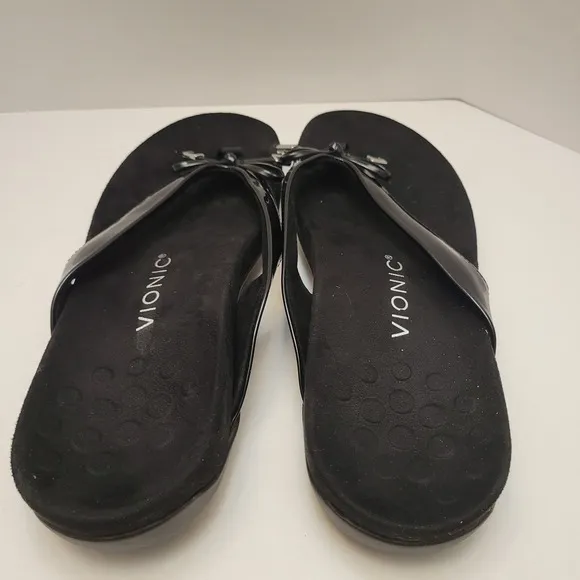 Vionic Bella Sandals Women's Size US 9 EU 41 Black Toe Post Slip Ons NWOB