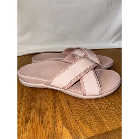 VIONIC Cross Strap Slide Orthotic Sandals Women's Size 8 Pink NEW