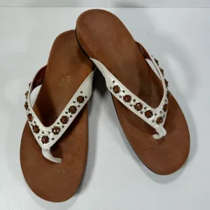 Vionic Floriana White Beaded Thong Comfort Flip Flop Sandals Women’s Size 12
