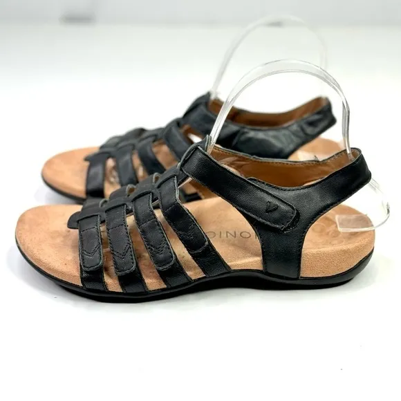 Vionic Harissa sandals orthopedic comfort leather upper hook and loop straps 8 W