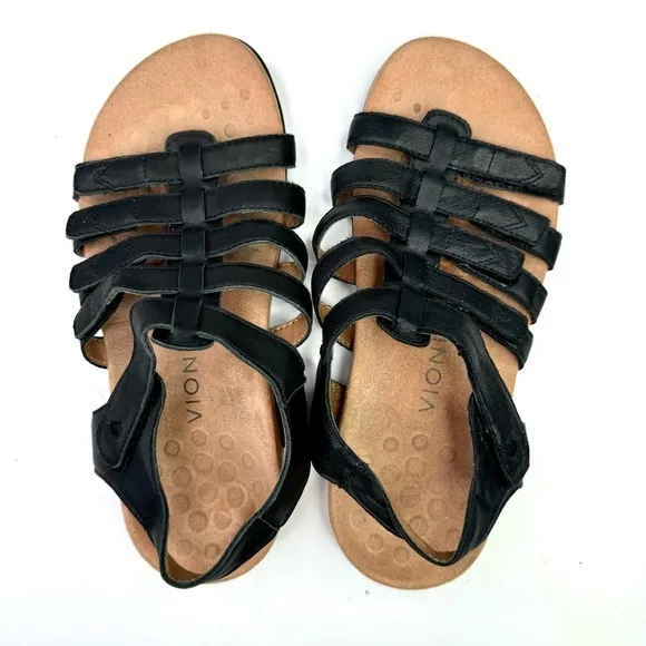 Vionic Harissa sandals orthopedic comfort leather upper hook and loop straps 8 W