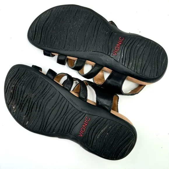 Vionic Harissa sandals orthopedic comfort leather upper hook and loop straps 8 W