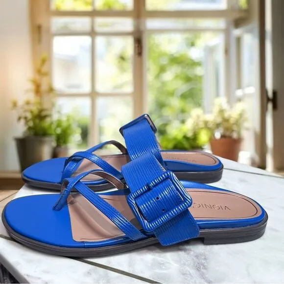 VIONIC Julep Leather Women Dressy Supportive Bold Buckle Sandals Size 8 EU 38.5