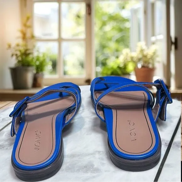 VIONIC Julep Leather Women Dressy Supportive Bold Buckle Sandals Size 8 EU 38.5