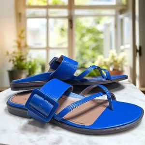 VIONIC Julep Leather Women Dressy Supportive Bold Buckle Sandals Size 8 EU 38.5