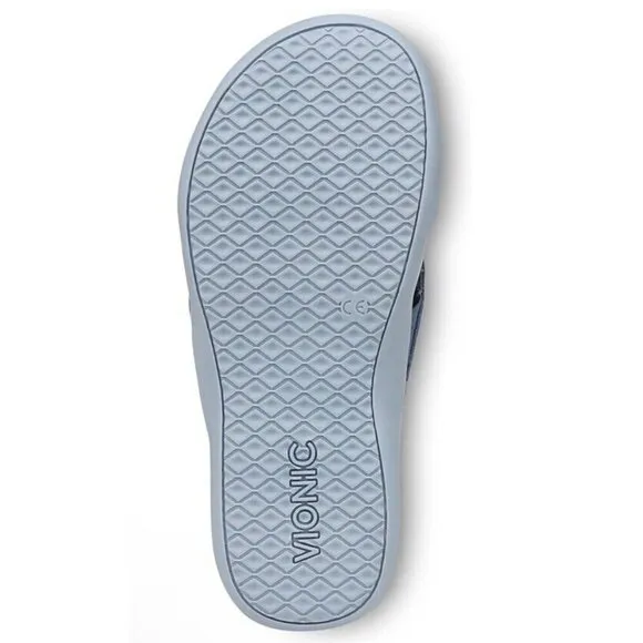 Vionic Merced Womens 8‎ Cross Strap Slide Orthotic Sandals Skyway Blue New