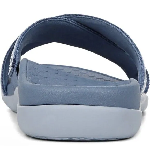 Vionic Merced Womens 8‎ Cross Strap Slide Orthotic Sandals Skyway Blue New