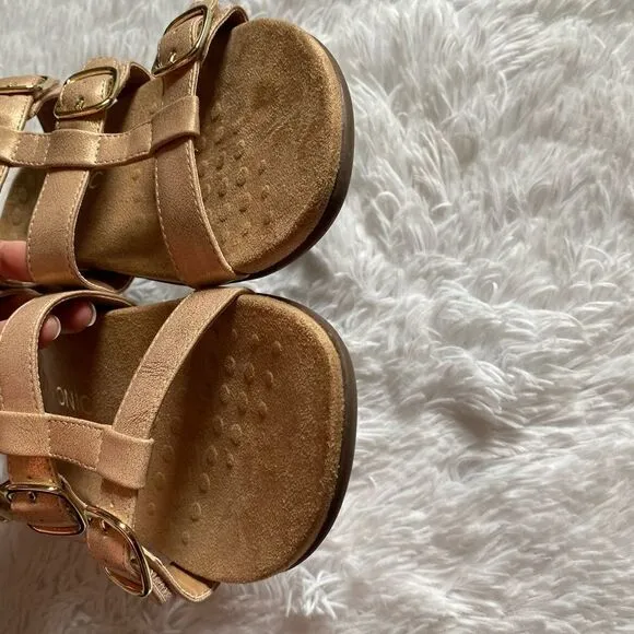 Vionic Misa Rose Gold Strappy Slip on Sandals Womens Size 9 Wide