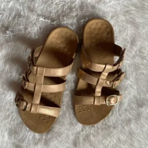 Vionic Misa Rose Gold Strappy Slip on Sandals Womens Size 9 Wide
