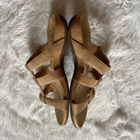 Vionic Misa Rose Gold Strappy Slip on Sandals Womens Size 9 Wide