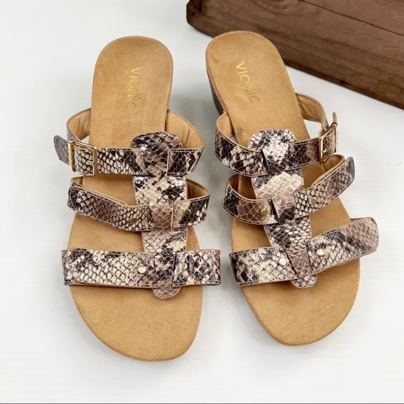 Vionic- NEW Radia Adjustable Triple Strap Snake Print Sandal Size 10