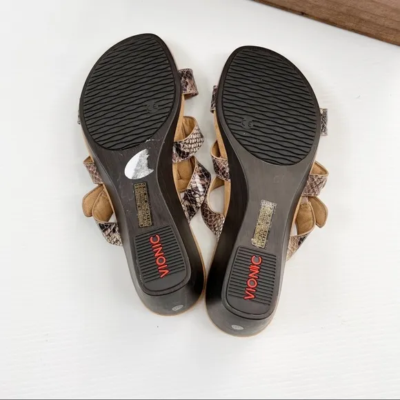 Vionic- NEW Radia Adjustable Triple Strap Snake Print Sandal Size 10