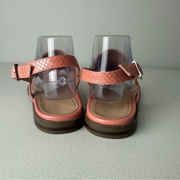 Vionic Pink Embossed Leather Ella Slingback Summer Beach Casual Sandals Size 9.5