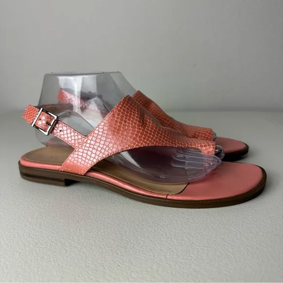 Vionic Pink Embossed Leather Ella Slingback Summer Beach Casual Sandals Size 9.5