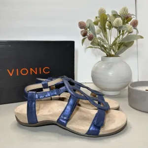Vionic Rest Jodie Orthopedic Strappy Sandals Metallic Navy TVW5391 Women 6