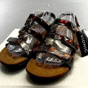 Vionic  Sandals New with Tags Tortoise Shell Amber Hook and loop Adjustable