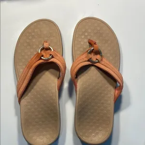 Vionic Tan Orange Sandals with Textured Footbed
