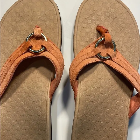 Vionic Tan Orange Sandals with Textured Footbed