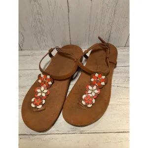 Vionic white/orange floral orthopedic sandals Sz 8.5