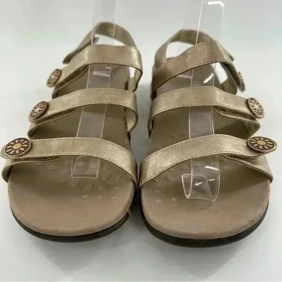 Vionic womens Cathy sandals size 7 38 bronze leather walking comfort orthopedic