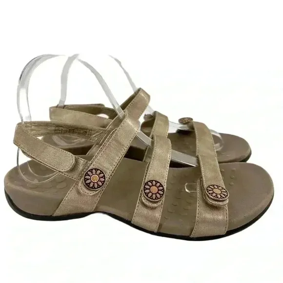 Vionic womens Cathy sandals size 7 38 bronze leather walking comfort orthopedic